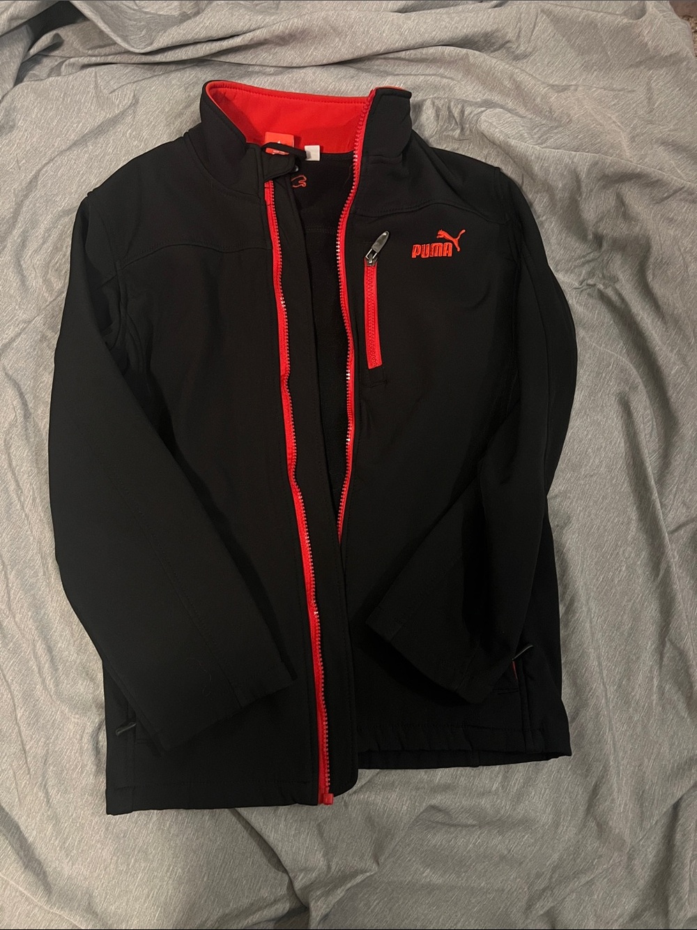 Puma Black Jacket with Red Trim for Kids